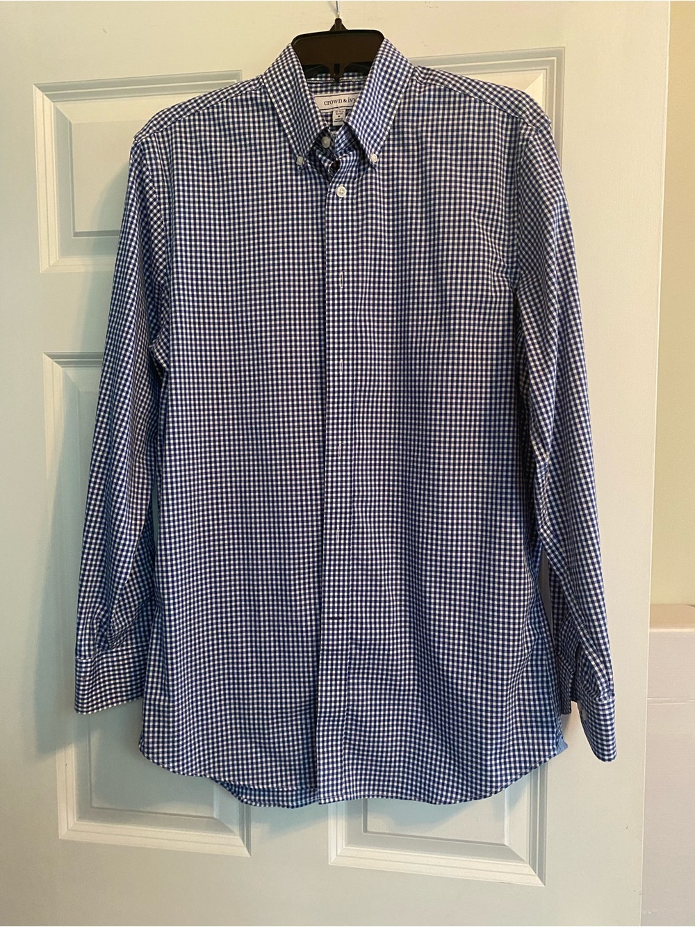 Crown & Ivy Blue Gingham Button-Down Men's Shirt